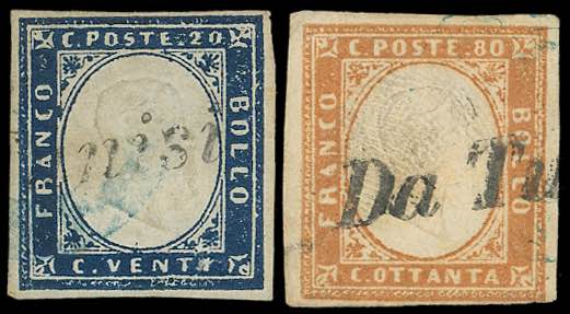 TUNISI 1858 - 20 cent. e 80 cent. ... 