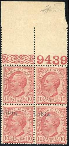 1912 - 10 cent. Leoni (4), blocco ... 