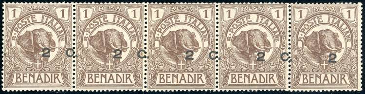 1906 - 2 cent. su 1 b., striscia ... 