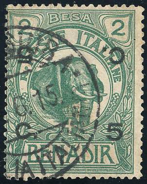 1907 - 5 cent. su 2 b. verde, ... 