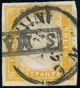 1863 - 80 cent. giallo (Sardegna ... 