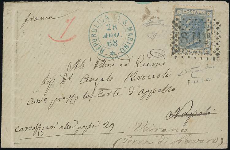 1868 - 20 cent. azzurro lillaceo ... 