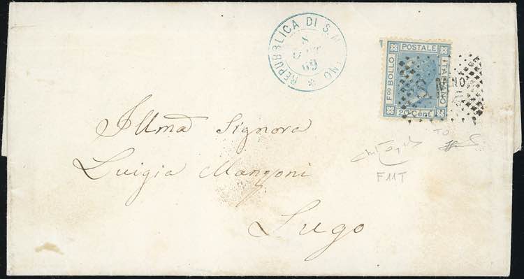 1869 - 20 cent. azzurro, tiratura ... 