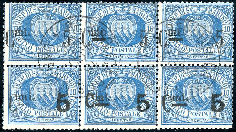 1892 - 5 cent. su 10 cent. (8), ... 