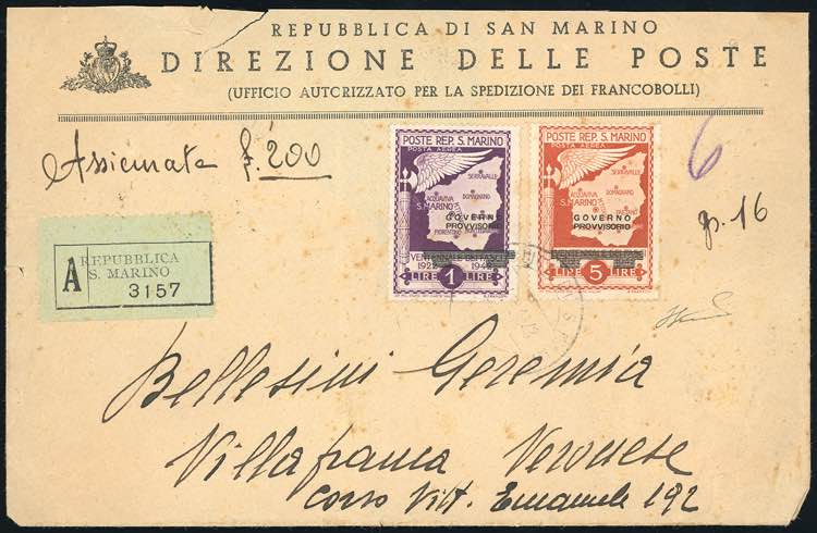 1943 - 5 lire arancio e 1 lira ... 