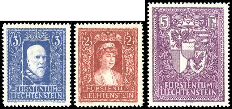 LIECHTENSTEIN 1933/35 - 3 f. ... 