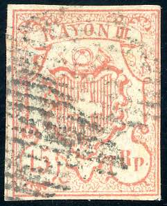 SVIZZERA 1852 - 15 r. Rayon III, ... 