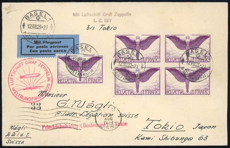 SVIZZERA POSTA AEREA ZEPPELIN 1929 ... 