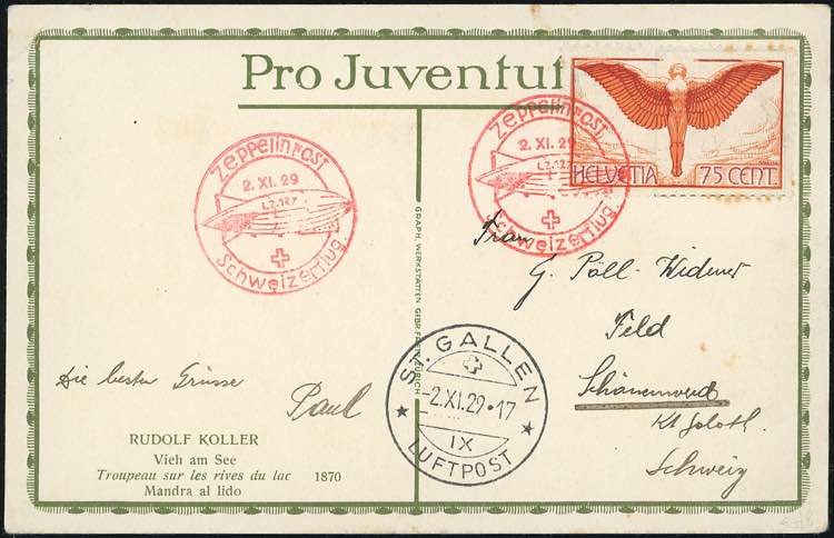 SVIZZERA POSTA AEREA ZEPPELIN 1929 ... 