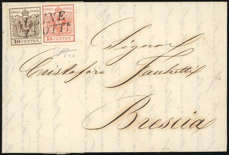 1850 - 15 cent. rosso, 30 cent. ... 