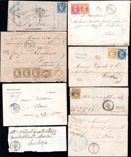 FRANCIA 1852/1887 - Cinque lettere ... 