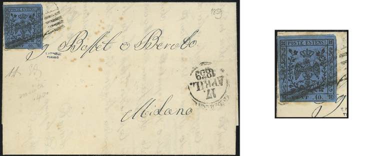 1859 - 40 cent. azzurro scuro, ... 
