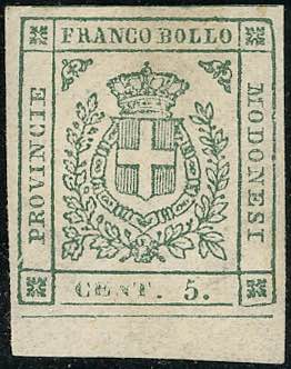 1859 - 5 cent. verde scuro (12b), ... 