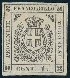 1859 - 15 cent. bruno (13), nuovo, ... 