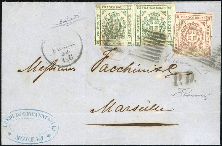 1859 - 40 cent. rosa carminio, 5 ... 