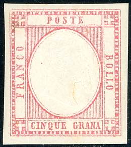 1861 - 5 grana rosa (21e), gomma ... 