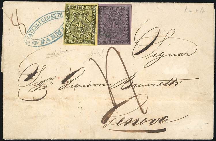 1853 - 25 cent. violetto, 5 cent. ... 