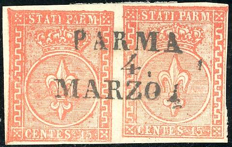 1853 - 15 cent. vermiglio (7), ... 
