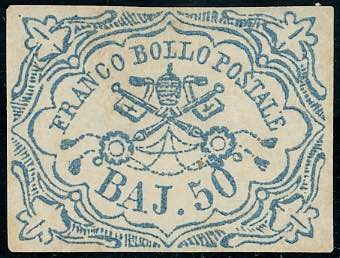 1852 - 50 baj azzurro (10), nuovo ... 