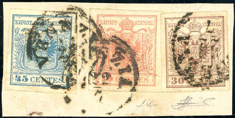 1855 - 45 cent. azzurro, III tipo ... 