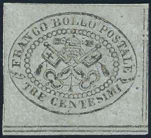 1867 - 3 cent. grigio (15), gomma ... 