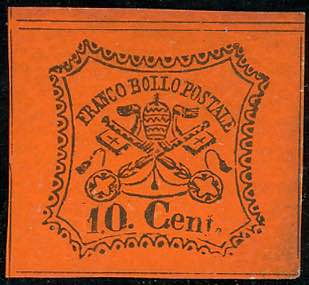 1867 - 10 cent. vermiglio arancio ... 