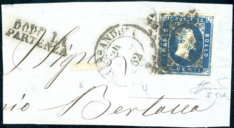 1852 - 20 cent. azzurro, I ... 