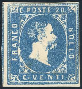 1851 - 20 cent. azzurro chiaro ... 