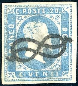 1851 - 20 cent. azzurro chiaro, I ... 