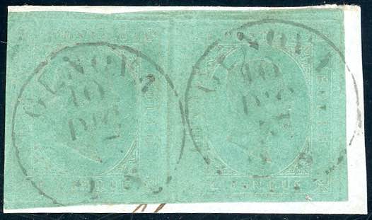 1853 - 5 cent. verde (4), coppia ... 