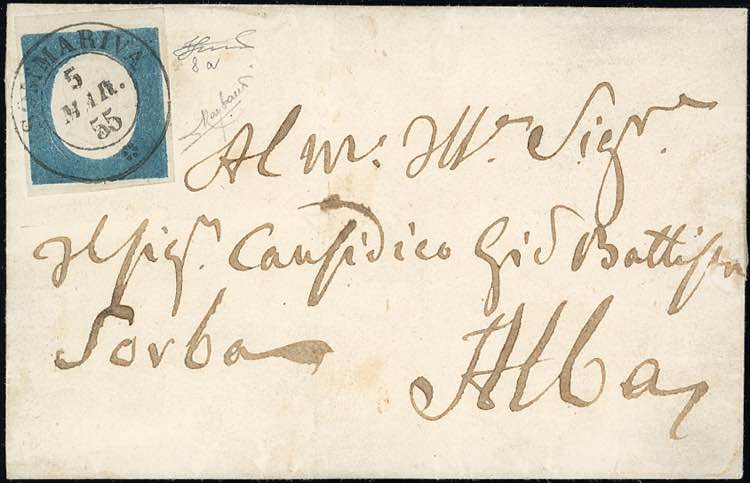 1855 - 20 cent. celeste (8a), ... 