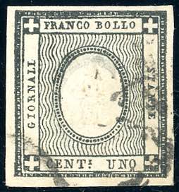 1861 - 1 cent. nero verdastro per ... 