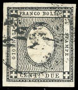 1861 - 2 cent. nero intenso per ... 