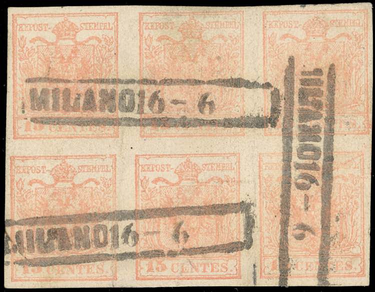 1854 - 15 cent. rosa chiaro, carta ... 