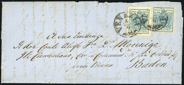 1858 - 45 cent. azzurro, III tipo, ... 
