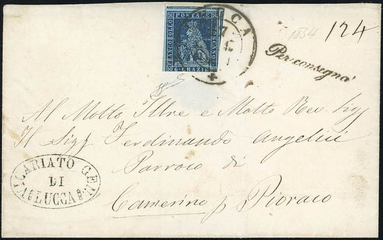 1854 - 6 crazie azzurro scuro su ... 