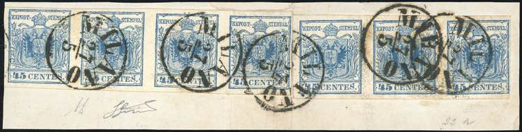 1856 - 45 cent. azzurro vivo, III ... 