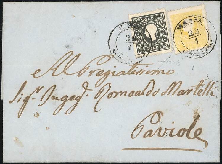 1858 - 2 soldi giallo, 3 soldi ... 