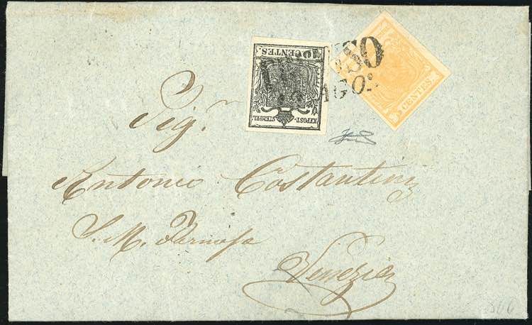 1855 - 5 cent. giallo ocra, 10 ... 