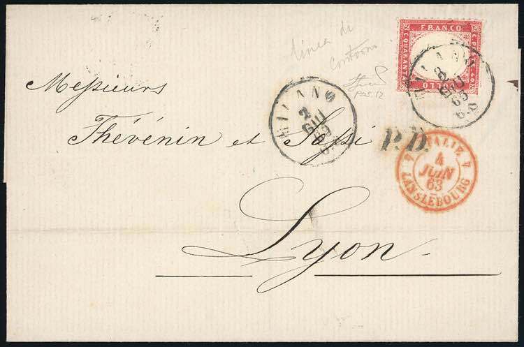 1863 - 40 cent. rosso carminio, ... 