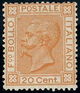 1877 - 20 cent. ocra arancio (28), ... 