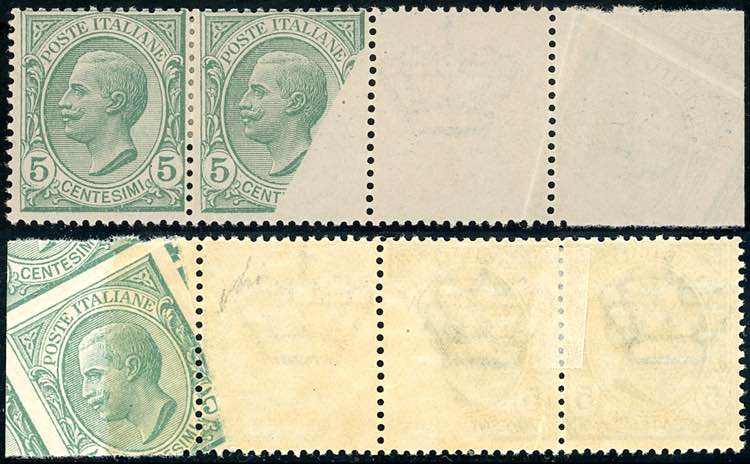 1906 - 5 cent. Leoni, striscia ... 