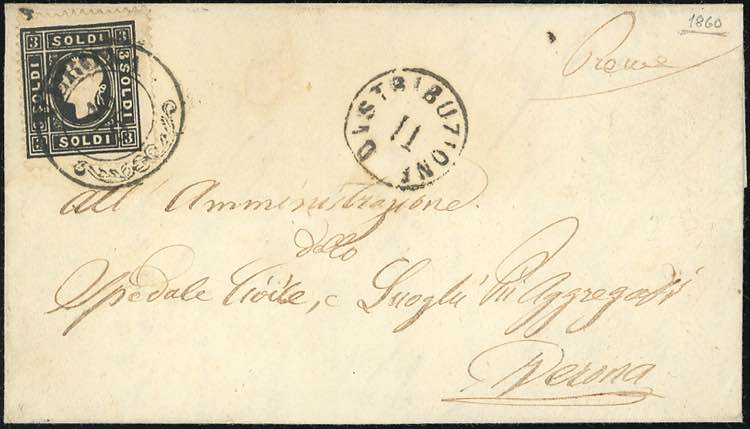 1860 - 3 soldi nero, II tipo (29), ... 