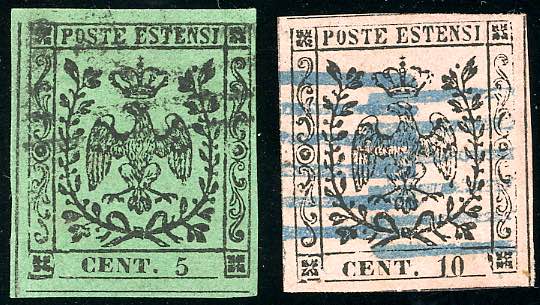 1852 - 5 cent. verde e 10 cent. ... 