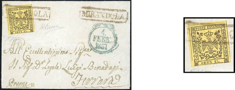 1857 - 15 cent. giallo, errore ... 