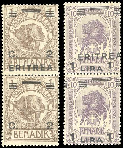 1922 - 2 cent. su 1 a., 1 lira su ... 