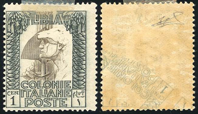 1921 - 1 cent. nero e bruno, ... 