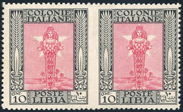 1924 - 10 cent. nero e carminio ... 