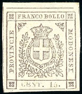 1859 - 15 cent. bruno (13), nuovo, ... 