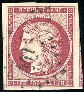 FRANCIA 1849 - 1 fr. carminio ... 